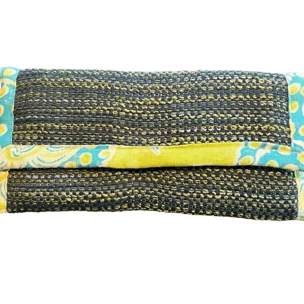 Peace of Thread Handmade One-Of-A-Kind Woven Lenvelope Wallet Clutch Blue Green